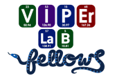 VIPEr Lab Fellows logo - VIPEr and Lab are spelled out using chemical elements while Fellows is spelled out using a coiling snake